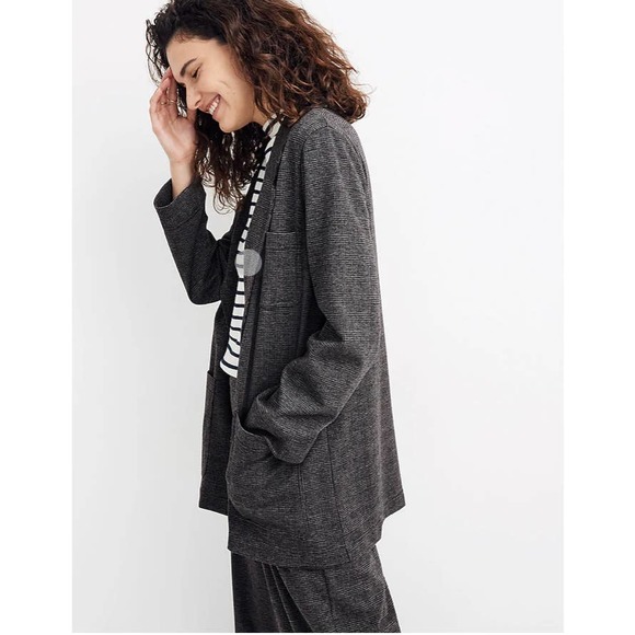 Madewell | Women | Gray Glen Plaid Oversized Open Front Knit Blazer | Size Small - Picture 11 of 11